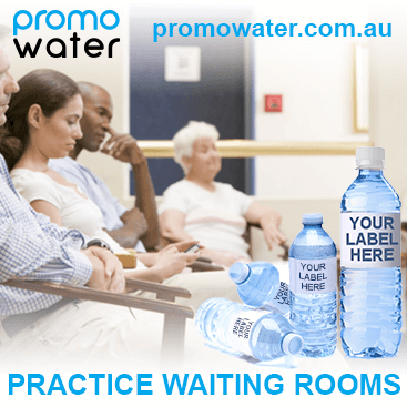 Private label water bottles for practice waiting rooms